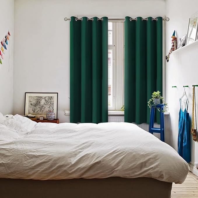 BGment Green Blackout Curtains 63 Inch Length 2 Panels Set, Grommet Thermal - Image 2