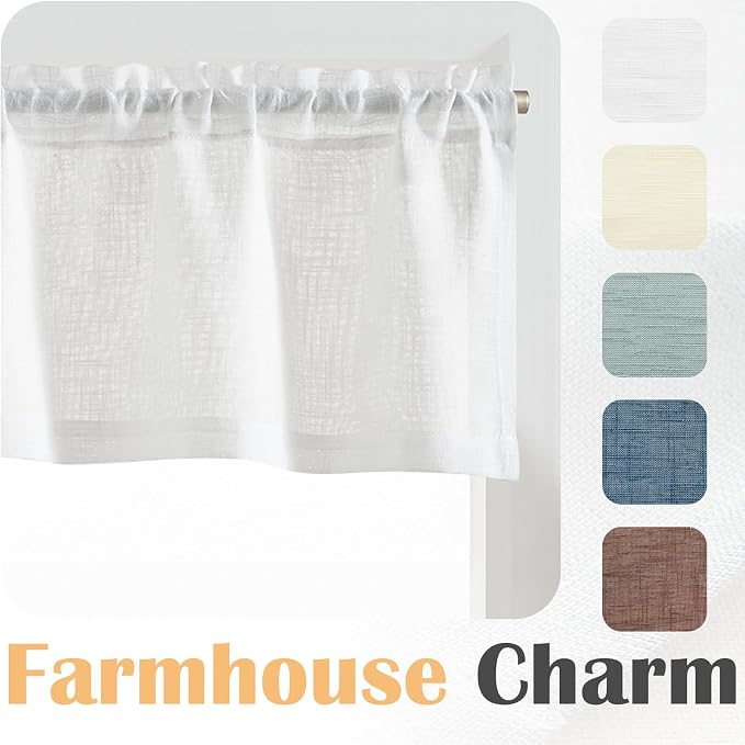 jinchan Sheer Valance Curtain Linen Textured Valance - Image 5