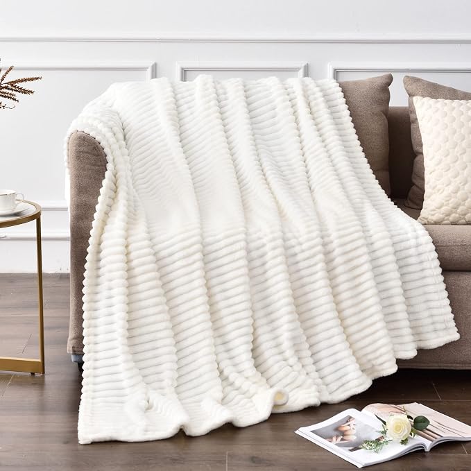 BEDELITE Fleece Throw Blanket for Couch – 3D Ribbed Jacquard Soft and Warm - Image 9