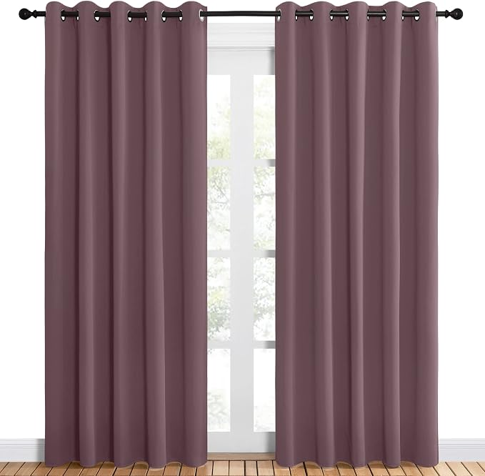 NICETOWN Room Darkening Draperies Window Curtain Panels, Dry Rose, 2 Panels - Image 2