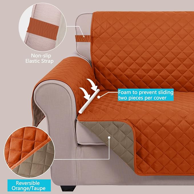 U-NICE HOME Loveseat Sofa Cover Reversible Couch Cover - Image 4