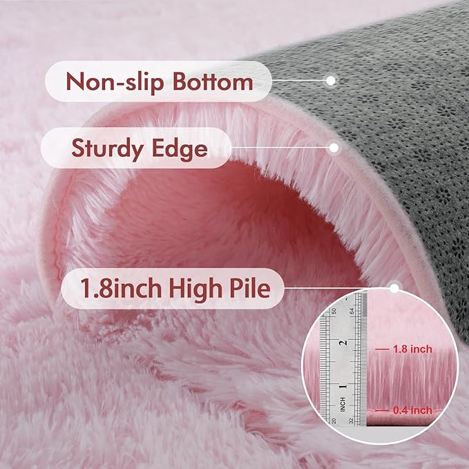 8x10 Ft Extra Large Pink Rugs for Living Room Girls, Shag Fluffy Area Rug for - Image 5