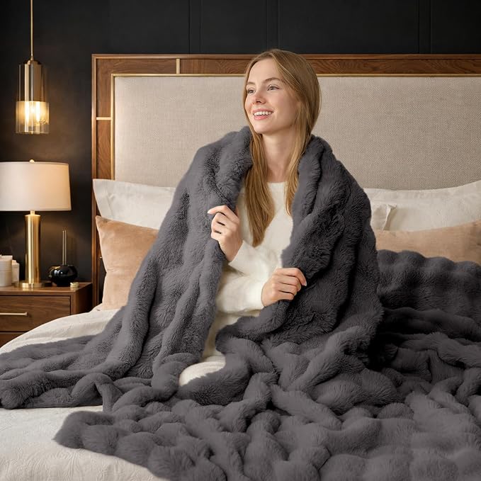Cozy Bliss Faux Fur Bubble Throw - Image 8