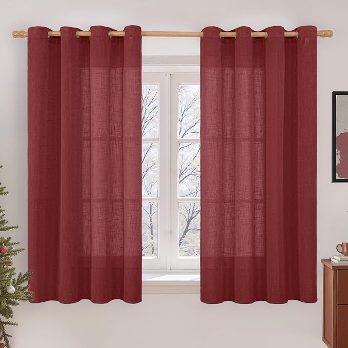 LAMIT Semi Sheer Linen Curtains 54 Inches Long by LAMIT