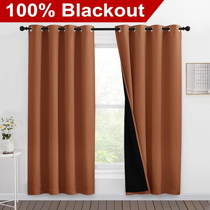 NICETOWN 100% Blackout Window Curtain Panels, Full Light Blocking Drapes - Image 2