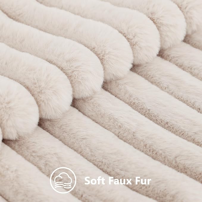 decorUhome Summer Cozy Faux Fur Throw Pillow Covers 24x24 Set of 2 Decorative - Image 2