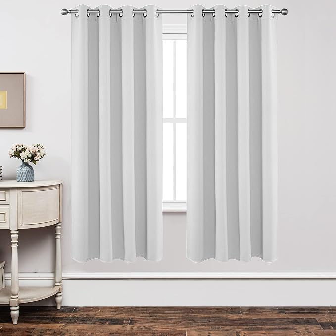 Joydeco White Curtains 72 Inches Long 2 Panels Set, Thermal Insulated Long by JOYDECO