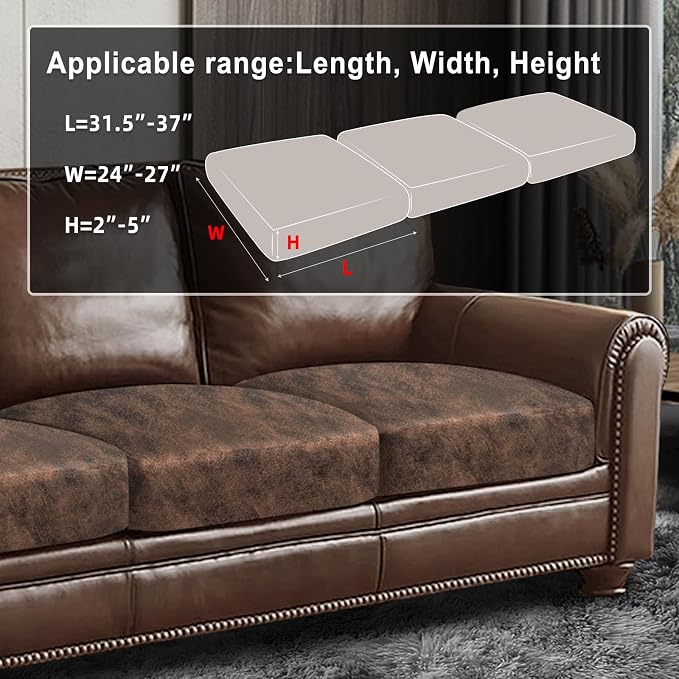 Leather Look Couch Cushion Covers Sofa Seat Slipcovers Sets Couches Furniture - Image 3