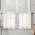 Simplebrand Sheer Ivory Kitchen Curtains 24 Inch Length Tier Curtains 2 Panels by Simplebrand