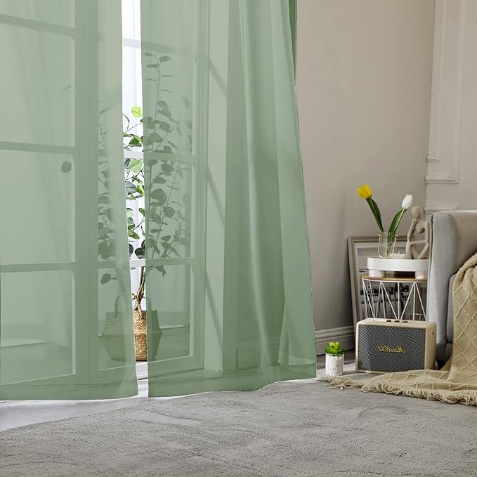 Aiyufeng Long Sheer Bedroom Curtains 2 Panel Sets 108" Inch Length - Image 8