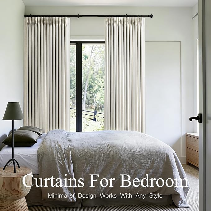 Pinch Pleated Linen Curtains 100% Blackout 95 Inches Long - Image 5