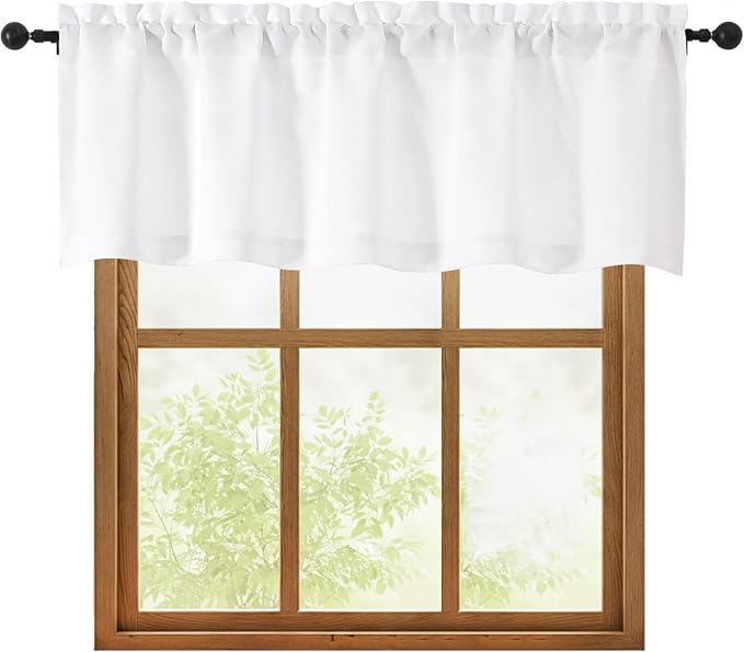 OWENIE White Valances for Windows 1 Pcs 18 Inch Length, Light Filtering by OWENIE