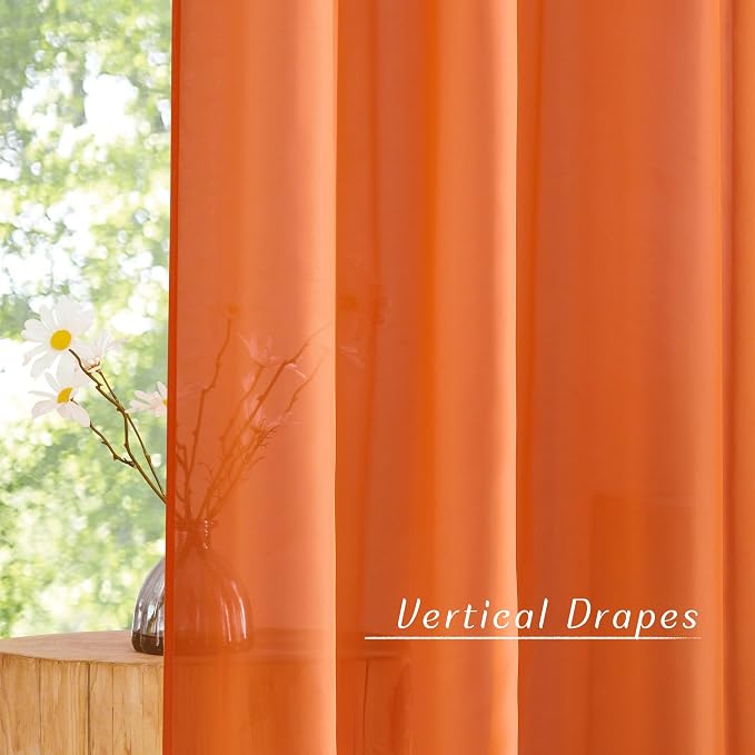 NICETOWN Orange Sheer Window Curtains - Image 3