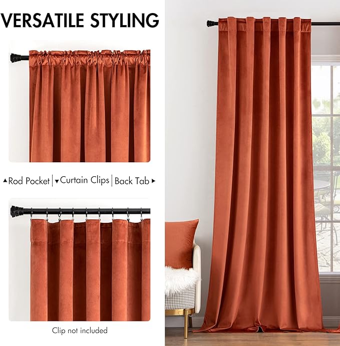 MIULEE Velvet Curtains 84 inches 2 Panels - Image 2