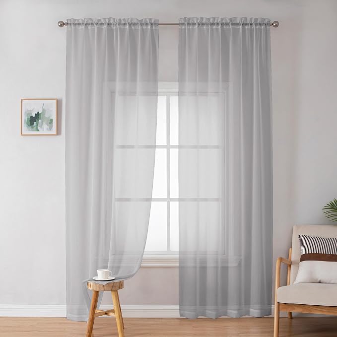 OWENIE Sheer Curtains 72 Inches Long - Image 2
