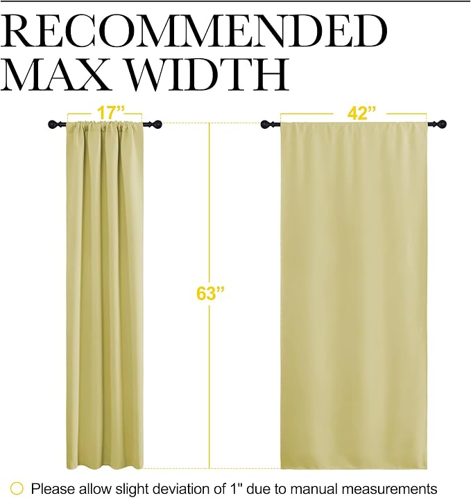 NICETOWN Paler Yellow Blackout Curtains 63 inches Long - Image 5
