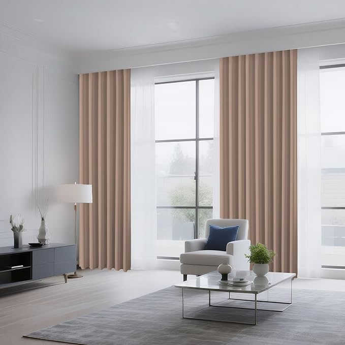 CUCRAF Khaki Blackout Curtains 108 inch Length 2 Panels Set, Rod Pocket Room - Image 8