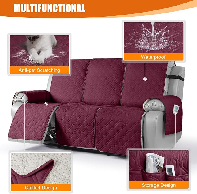 VANSOFY Waterproof Recliner Couch Covers, Sofa Covers 1-Piece Washable - Image 7