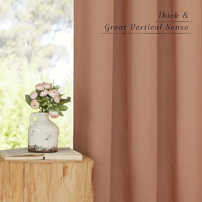 NICETOWN Thick Linen Blend Curtains Flax Textured - Image 6