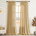 Nanspring Gold Yellow Linen Curtains 96 Inches Long 2 Panels Set by Nanspring
