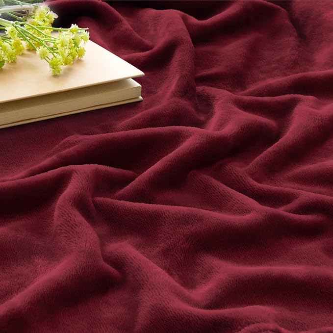 BEDELITE Fleece Blanket Twin Size Burgundy Throw Blankets - Image 3