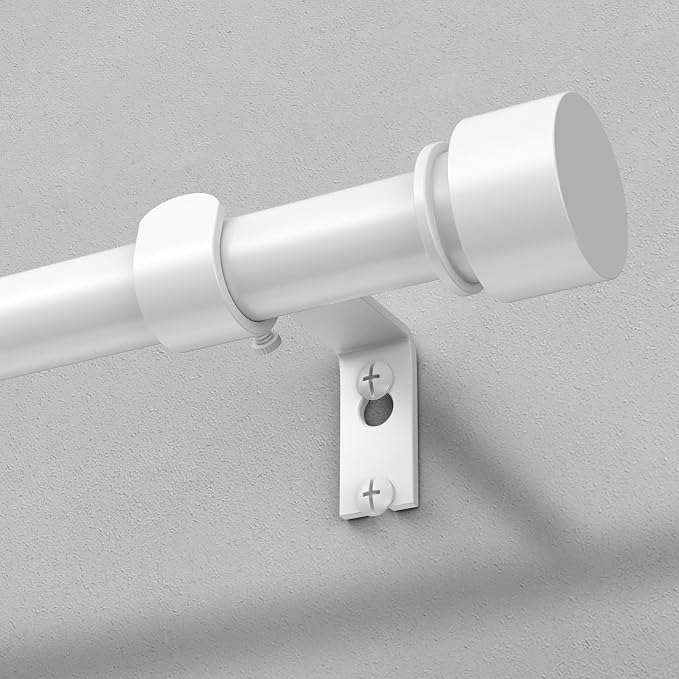 Modern White Curtain Rods for Windows 30 to 56 Inch, Decorative Drapery Rods by OLV
