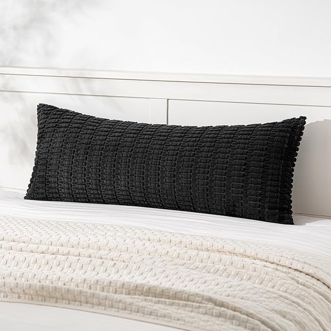 MIULEE Pack of 1 Black Long Body Lumbar Decorative Throw Pillow Cover 14x36 Inch by MIULEE