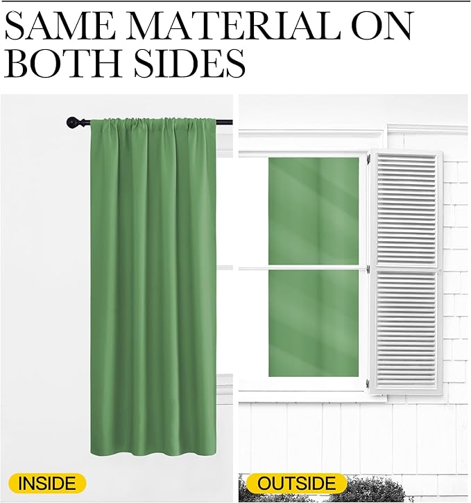 NICETOWN Blackout Curtains for Living Curtains, Froest Green, 1 Pair, 34-inch W - Image 5
