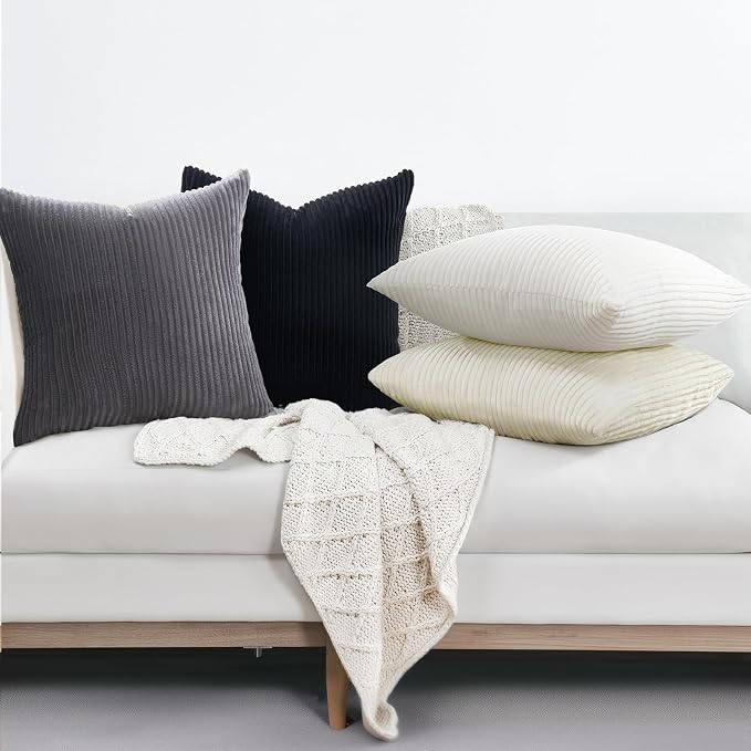 Topfinel Black and White Decorative Throw Pillow Covers, Soft Velvet Modern - Image 4