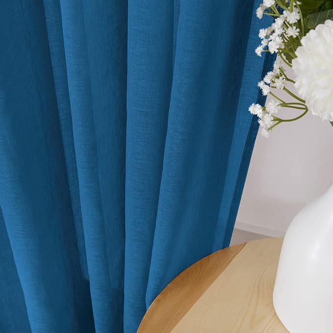 Tollpiz Sheer Tier Curtain Linen Textured Half Kitchen Curtains Sheer Light - Image 3