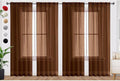 SpaceDresser Brown Sheer Curtains 4 Panels Rod Pocket Semi-Sheer Curtain 45 by SpaceDresser