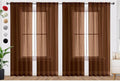 SpaceDresser Brown Sheer Curtains 4 Panels Rod Pocket Semi-Sheer Curtain 63 by SpaceDresser