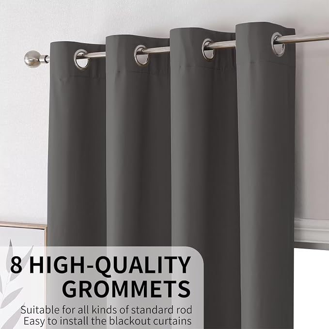 Joydeco Dark Grey Blackout Curtains 63 Inch Length - Image 4