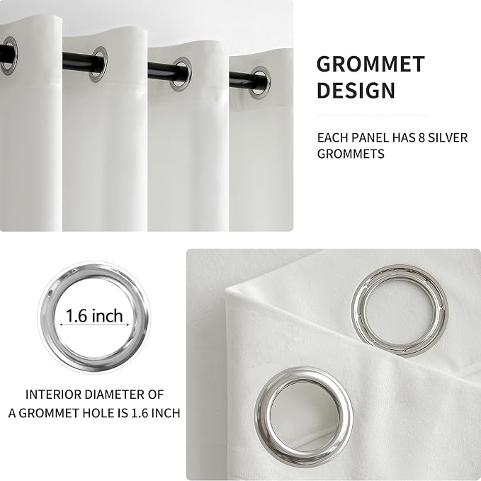 MIULEE Velvet Curtains Pure White Elegant Grommet Curtains Thermal Insulated - Image 2