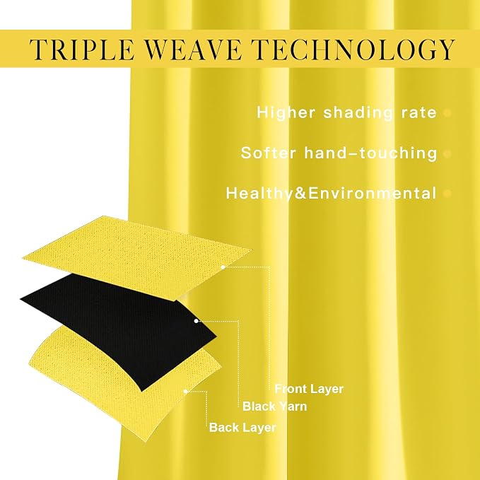 NICETOWN Bright Yellow Blackout Curtains 84 inch Long - Image 4