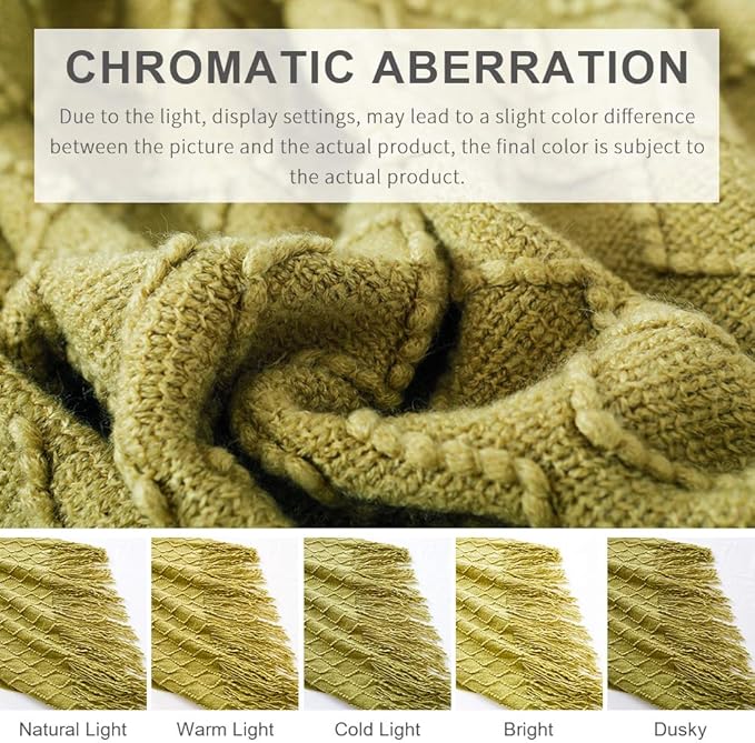 BOURINA Olive Green Throw Blanket 50x60 Inches Throw Textured Solid Soft Sofa - Image 7