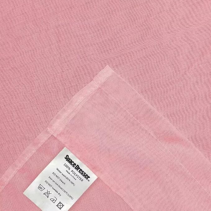 SpaceDresser Sheer Blush Curtains 4 Panels Rod Pocket Semi-Sheer Curtain 72 - Image 6