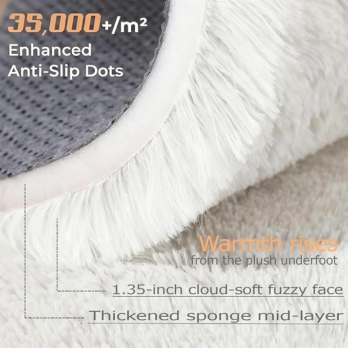 2x6 Runner Rug for Bedroom: Fluffy Shag Soft Washable Rugs Small Fuzzy Plush - Image 2