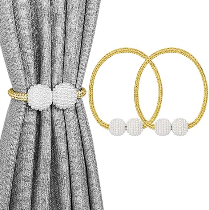 Melaluxe 2 Pack Magnetic Curtain Tiebacks, Decorative Curtain Holdbacks by Melaluxe