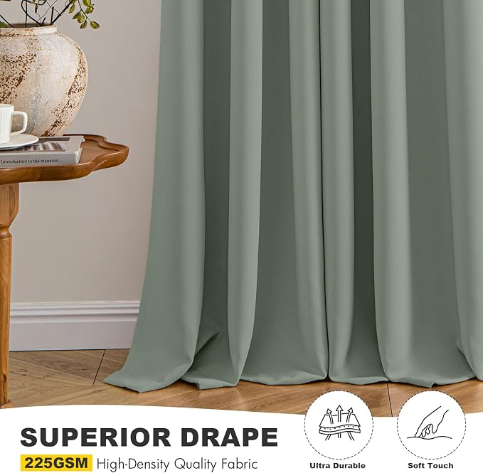 MIULEE Blackout Curtains for Bedroom 2 Panels 40 x 45 Inch Long Light Green | - Image 5
