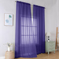 Simplebrand Purple Sheer Curtains 96 Inches Long, Light Filtering Rod Pocket by Simplebrand