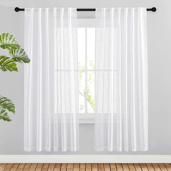 NICETOWN Country Linen Sheer Curtains 72 inches Long by NICETOWN