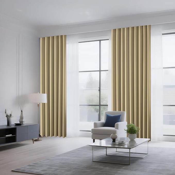 CUCRAF Beige Blackout Curtains 72 inch Length 2 Panels Set, Rod Pocket Room - Image 8