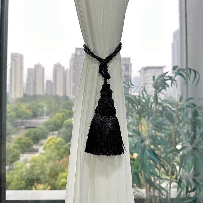 Fenghuangwu 2 Pack Curtain Tie Backs Rope Tassels - Image 3