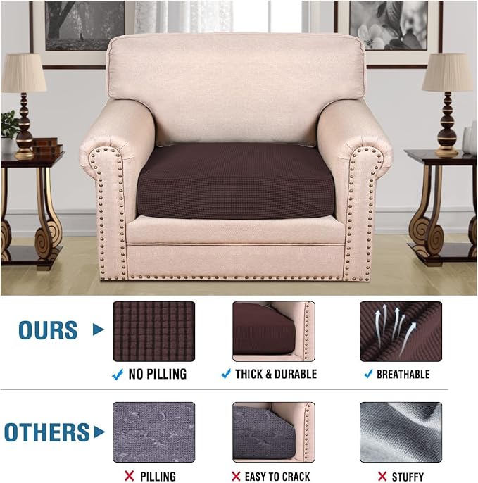 H.VERSAILTEX Super Stretch Individual Seat Cushion Covers Sofa Covers Couch - Image 2