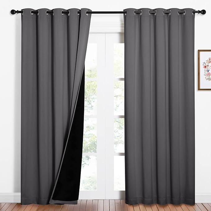 NICETOWN Grey Full Shade Curtain Panels, Pair of Energy Smart & Noise Blocking by NICETOWN