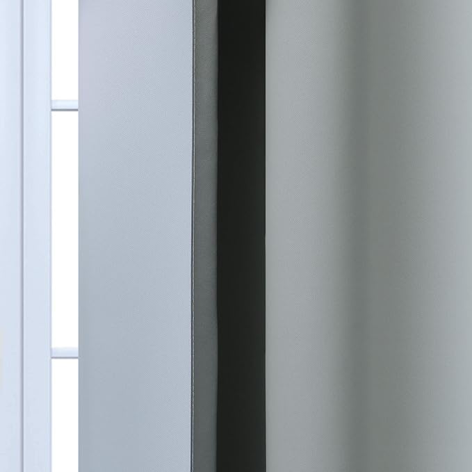 Yakamok 84 Inch Length Gray and Greyish White Gradient Color Ombre Curtains - Image 7