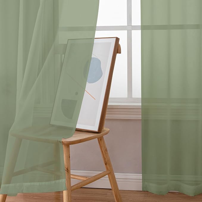 Chyhomenyc Extra Long Sage Green Voile Sheer Curtains 120 Inches Long 2 Pack - Image 6