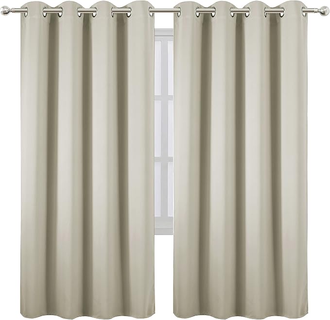 LEMOMO Light Beige Thermal Blackout Curtains/52 x 72 Inch/Set of 2 Panels Room - Image 2