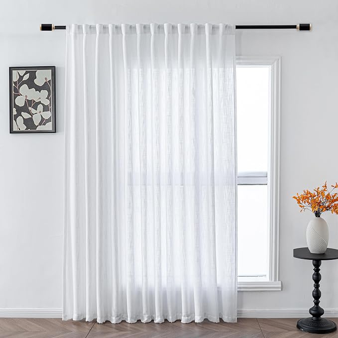 MYSKY HOME White Curtains 84 Inch Length by MYSKYHOME